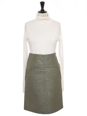 Jupe droite en cuir vert matelassé Fall Winter 2012 Prix boutique 2600€ Taille 36 — photo 1