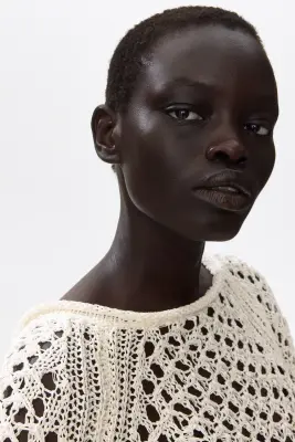 Top façon crochet avec détail à nouer - Crème — photo 2