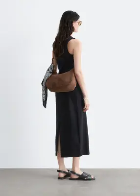 Robe midi ajustée en jersey de coton - Noir — photo 5