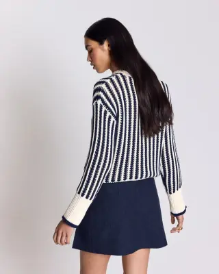 Pull Adrien rayures bleu et écru — photo 5