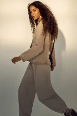 Veste ajustée en denim - Beige — photo 4