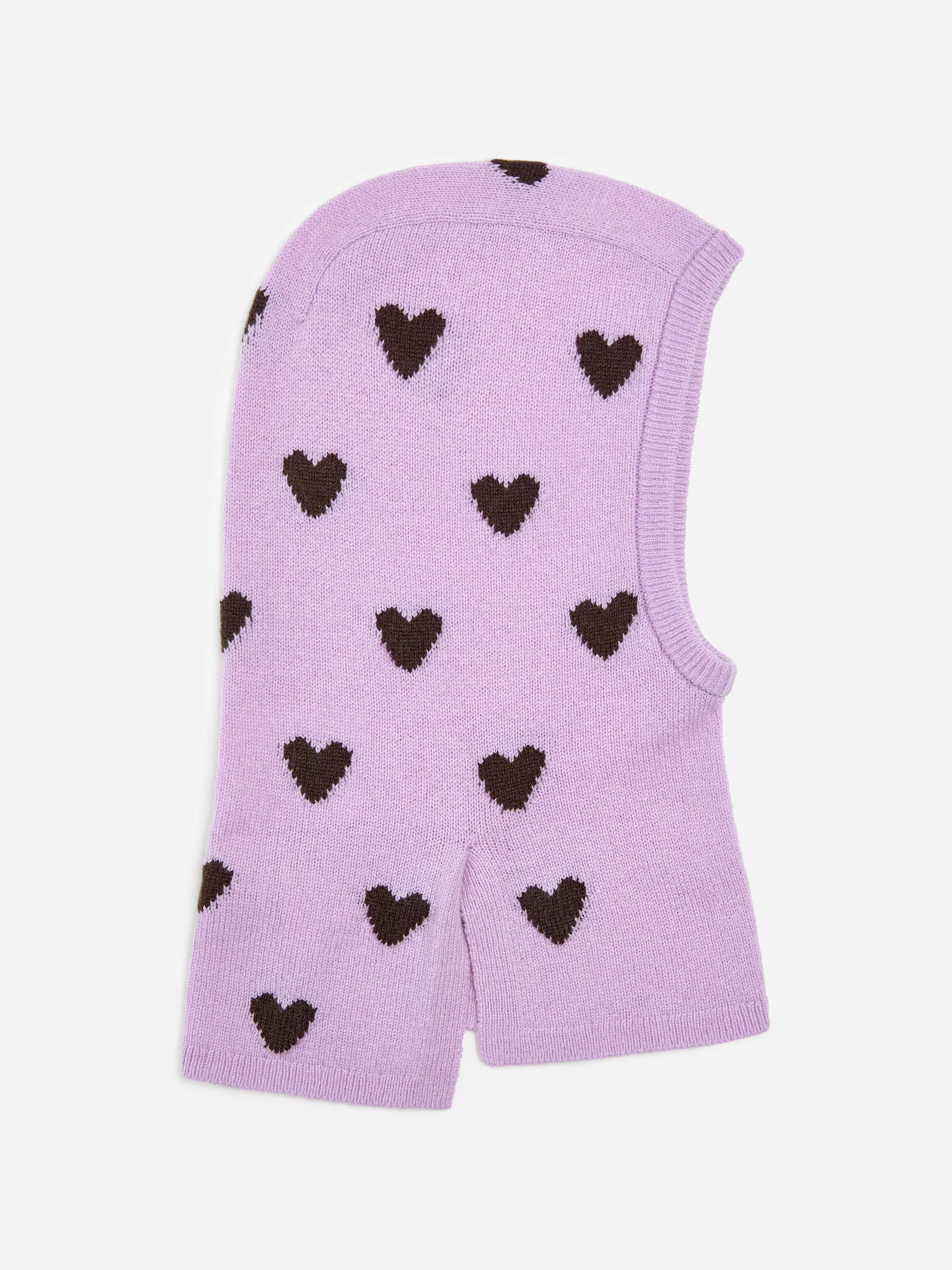 Cagoule en laine - Mauve/Cœurs