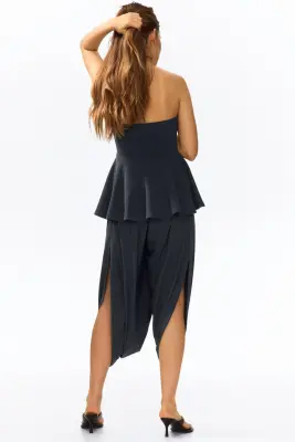Pantalon ballon avec détails croisés - Gris foncé — photo 3