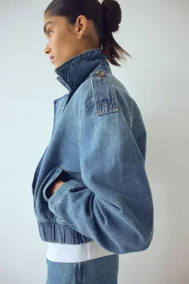 Veste en denim à fermeture croisée - Bleu denim — photo 2
