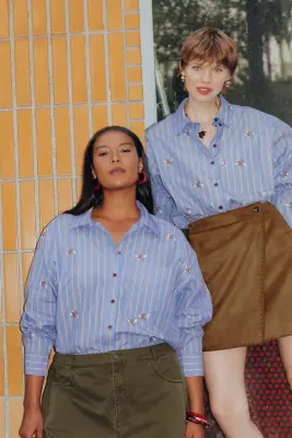 Chemise oversize rayée brodée — photo 2