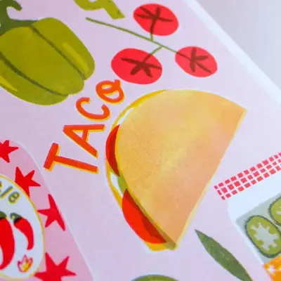 Affiche Taco Mexican Risograph — photo 4