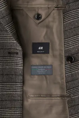 Veste croisée Regular Fit en laine mélangée - Gris/carreaux beiges — photo 2