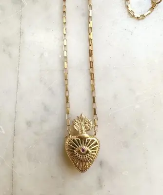 Nouveau ! BOHEMIAN RHAPSODIE PARIS Collier BR Coeur Sacré Tourmaline — photo 2
