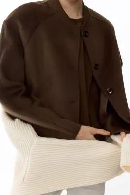 Veste faite main en laine mélangée - Taupe foncé — photo 1