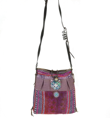 Sac bandoulière en coton et cuir — photo 1