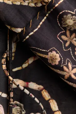 Floral-print tie-detail kaftan dress - Noir/fleuri — photo 4