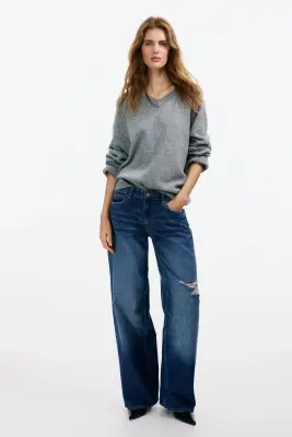 Baggy Low Waist Jeans - Bleu denim foncé — photo 2