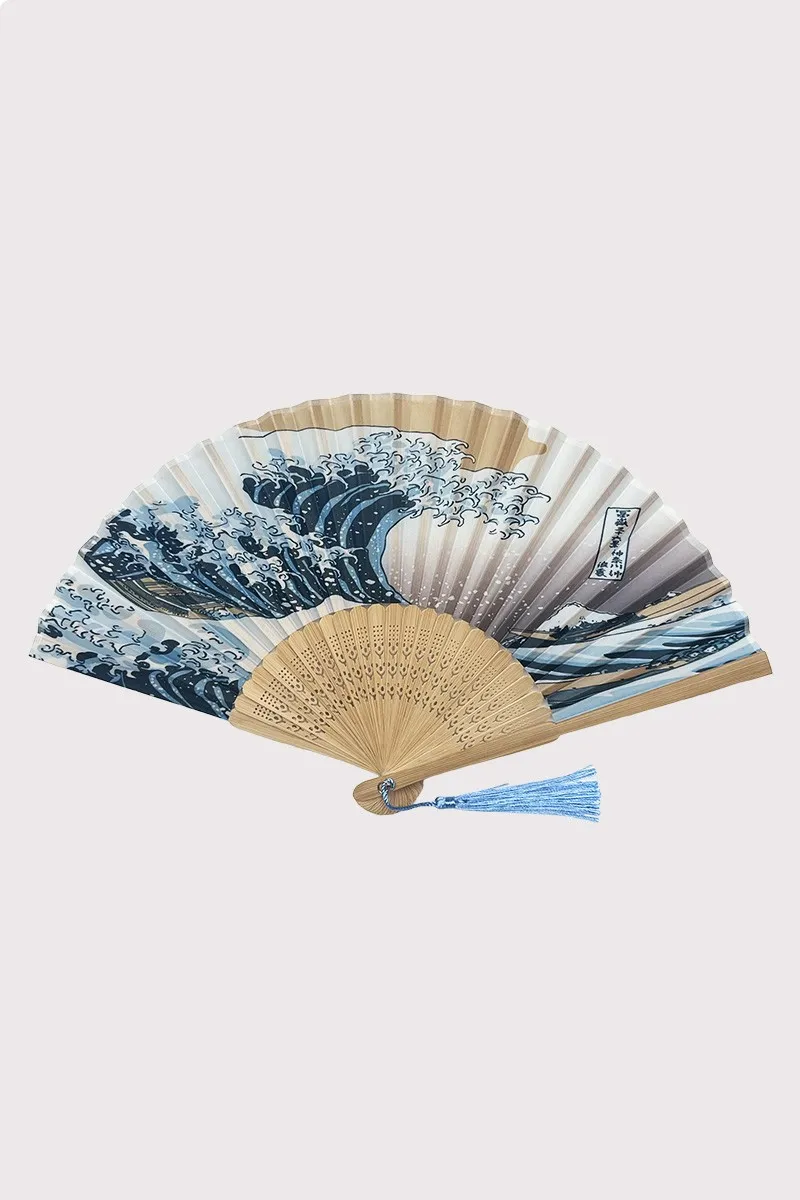 Eventail Hokusai + pompon