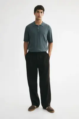 Regular Fit Textured-knit polo shirt - Bleu canard ancien — photo 2