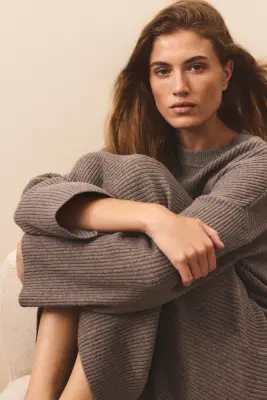 Robe en maille côtelée - Taupe — photo 2