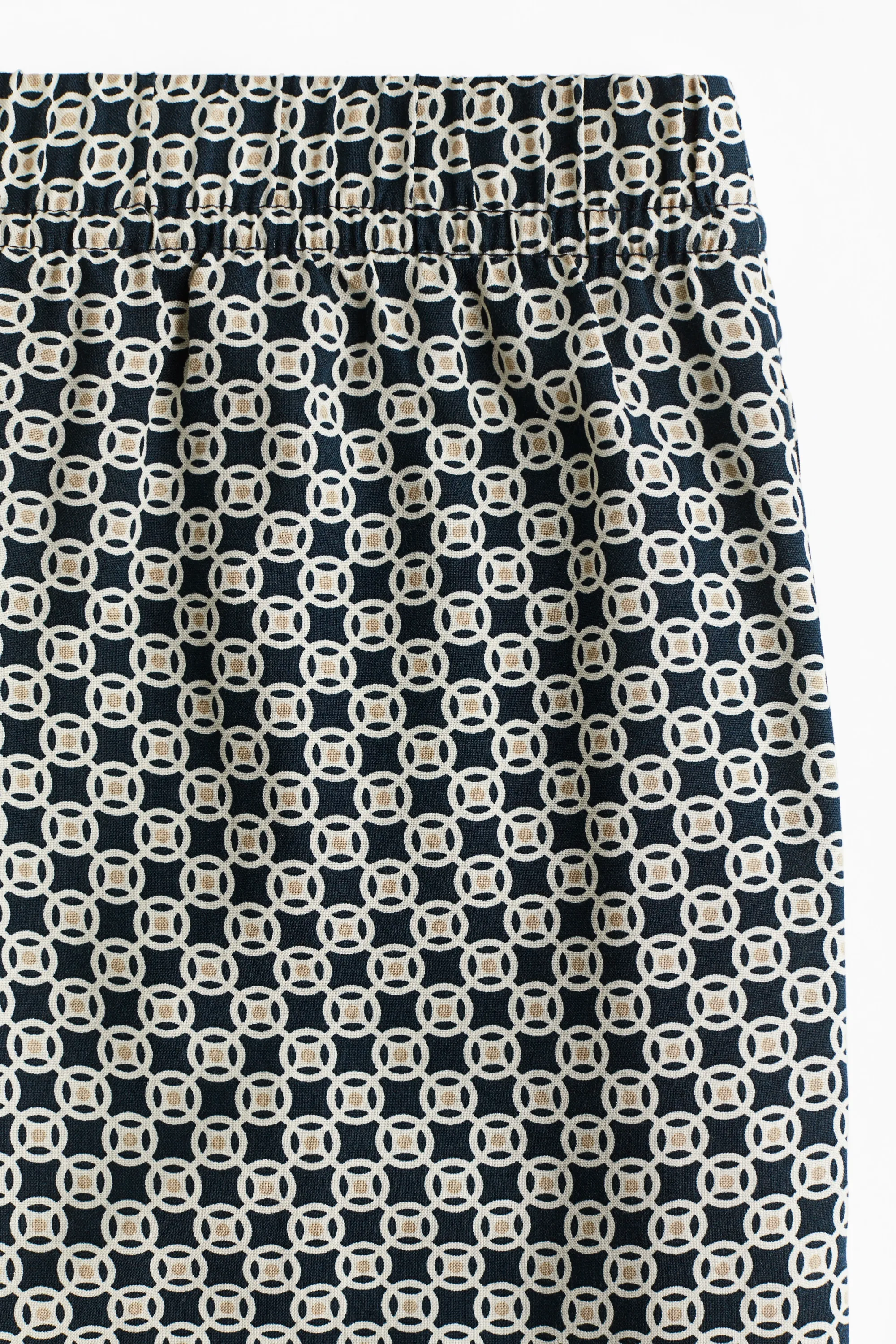 Pantalon large avec taille élastique - Beige/motif