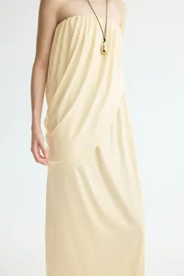 Robe bandeau à effet drapé - Jaune pâle — photo 2