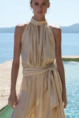 Combi-pantalon dos nu - Beige clair — photo 2