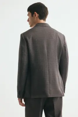 Veste Regular Fit à fermeture croisée - Taupe/carreaux — photo 3