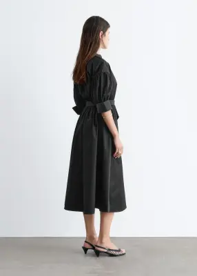 Robe ceinturée en coton - Noir — photo 5
