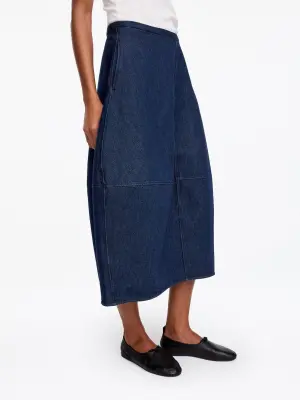 Jupe barrel en jean - Bleu foncé — photo 4