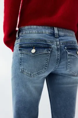 Flared Low Jeans - Bleu denim clair — photo 2