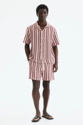 Chemise Regular Fit - Rouge foncé/rayé — photo 2