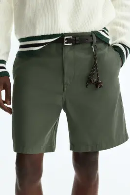 Short chino Relaxed Fit - Vert kaki — photo 1