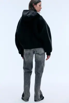 Sweat à capuche oversize en scuba doublé - Noir — photo 4