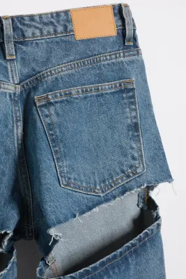 Jean jambe large taille basse Imoo Cut - Bleu moyen — photo 5