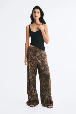 Pantalon chic à jambes larges - Beige foncé/imprimé léopard — photo 2