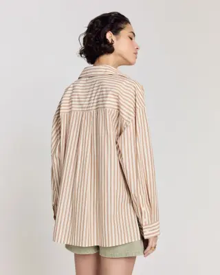 Chemise Hector rayures orange, bleu et écru — photo 4