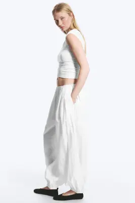 Pantalon ballon en coton - Blanc — photo 2