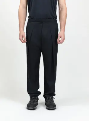 Pants with Deep Pleats in Navy Blue Serge — photo 2