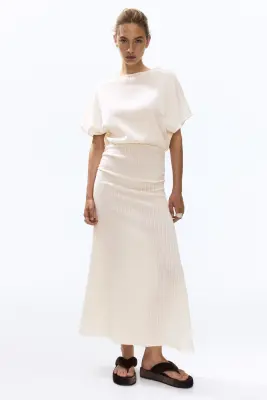 Robe maxi à effet drapé - Crème — photo 1