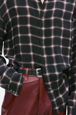 Slim Fit Cupro shirt - Noir/carreaux — photo 2