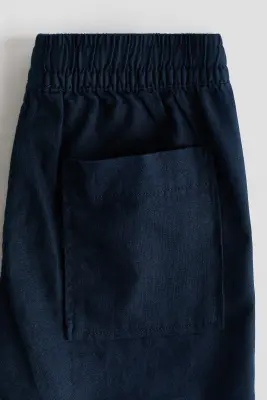 Short à cordon en lin mélangé - Bleu marine — photo 3