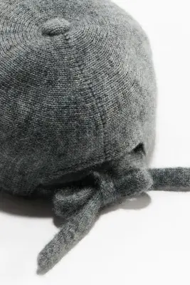 Casquette en maille de mohair mélangé - Gris chiné — photo 2