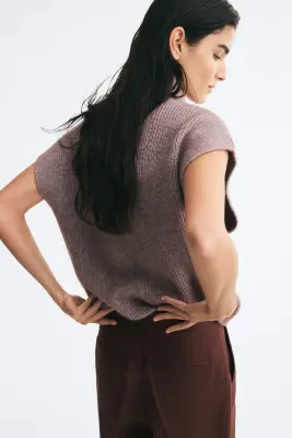 Pull sans manches loose avec col cheminée - Violet ancien clair — photo 4