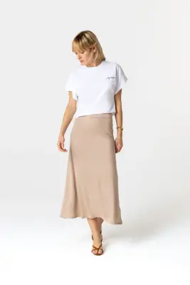 Jupe Beige en Lin / Elasthanne