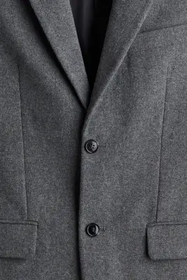 Veste Regular Fit en laine mélangée - Gris foncé chiné — photo 1