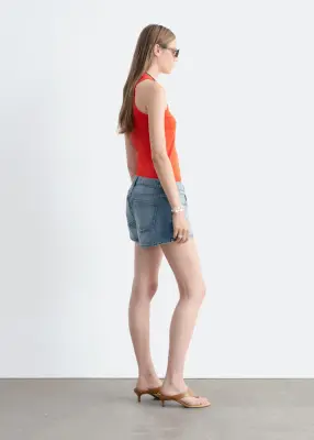 Short court taille basse en jean - Bleu moyen — photo 5