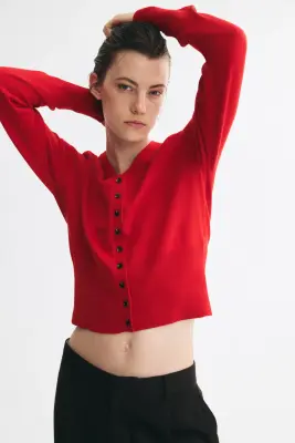 Gilet en maille fine - Rouge — photo 1