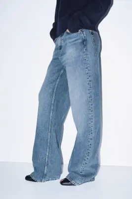 Jean large avec plis - Bleu denim clair — photo 3