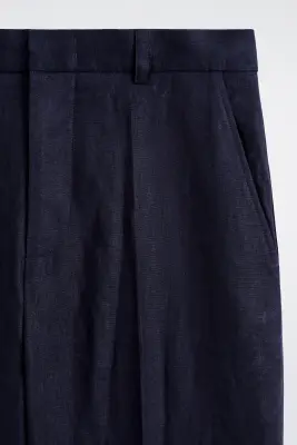 PANTALON FUSELÉ DÉCONTRACTÉ EN LIN - BLEU MARINE — photo 5