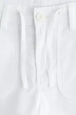 Pantalon large en coton - Blanc — photo 2