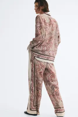 Chemise oversize en viscose mélangée - Rose pêche/motif cachemire — photo 3
