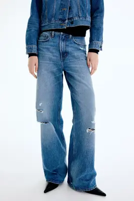 Wide High Waist Jeans - Bleu denim — photo 2