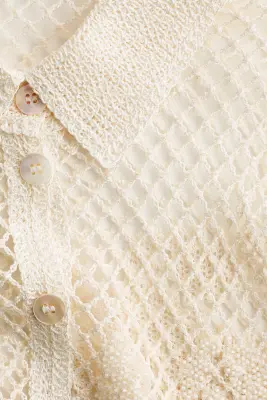 Chemise façon crochet avec perles fantaisie - Crème — photo 5