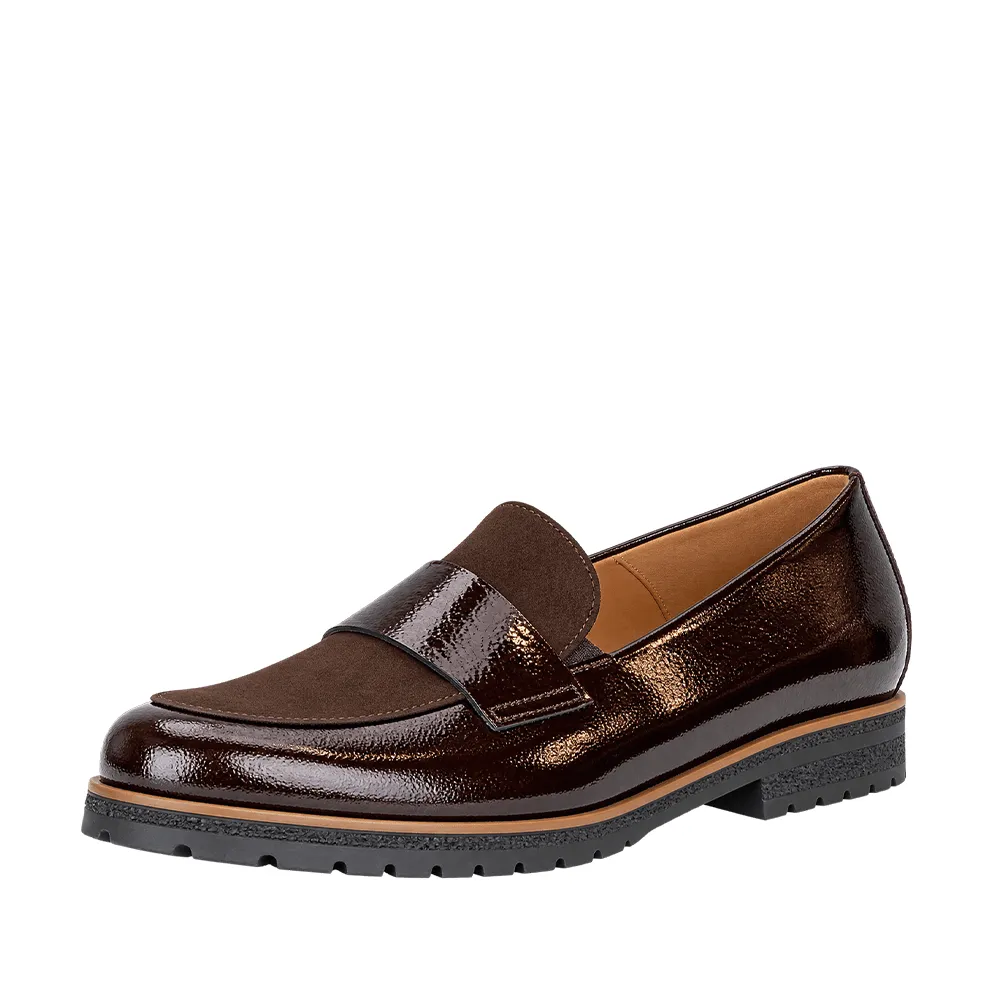Mocassins Gabor 4005.01.009 Marron - Cuir Vernis Élastique Grande Pointure Femme